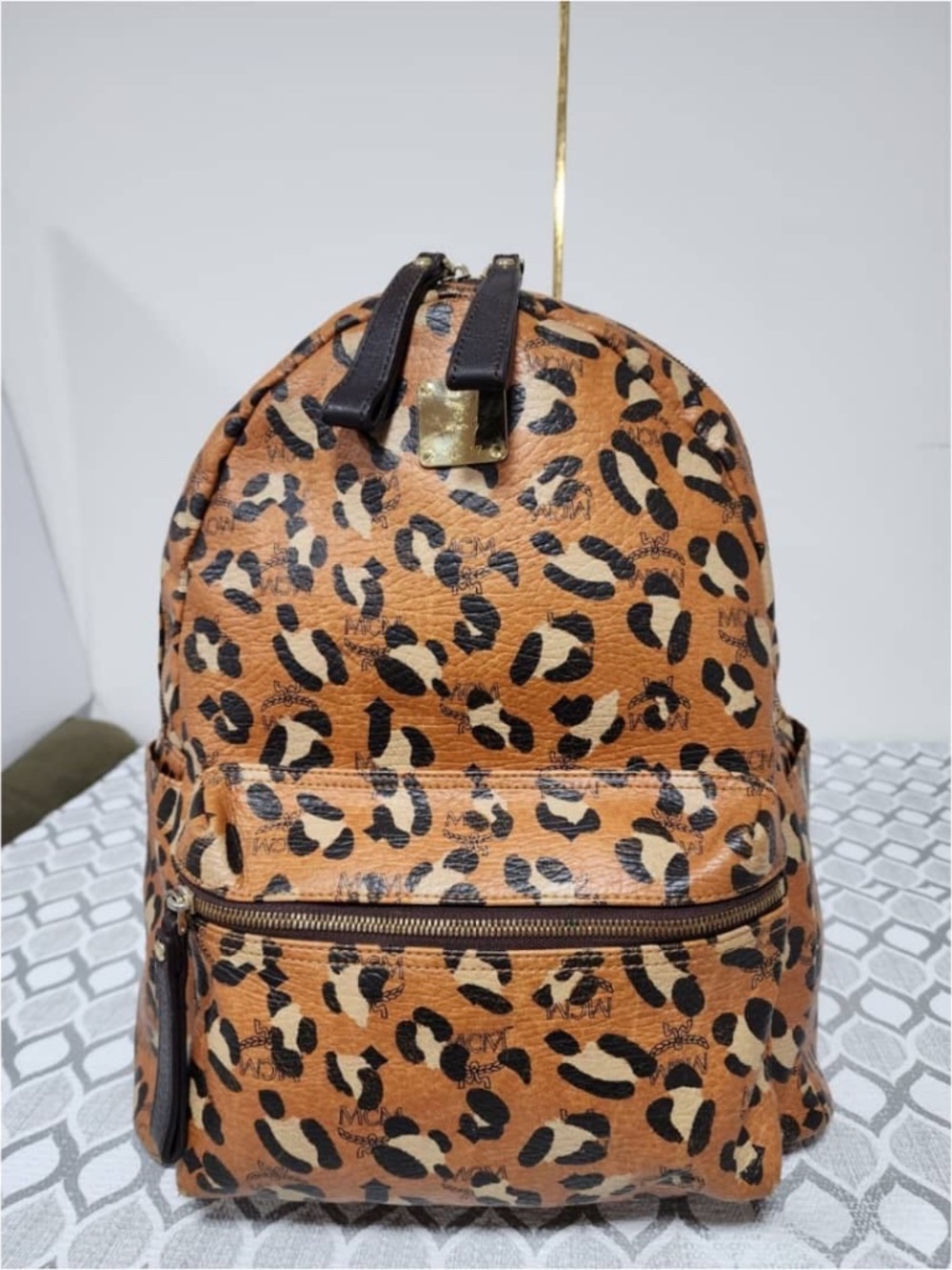 Authentic MCM Leopard Print Backpack Brown/Black